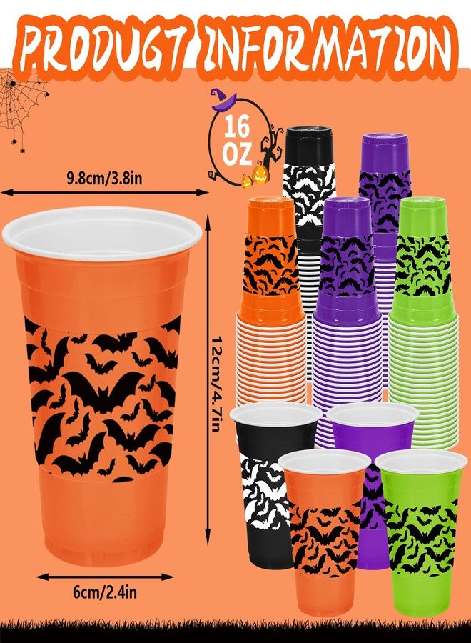 JarThenaAMCS مجموعة أكواب بلاستيكية من JarThenaAMCS، 60 قطعة، بتصميم خفاش أسود، مناسبة لحفلات الهالوين، سعة 16 أونصة، أكواب شرب للاستخدام مرة واحدة للمشروبات الساخنة والباردة، هدايا حفلات الأعياد، مستلزمات تزيين عشاء العائلة - Image 2